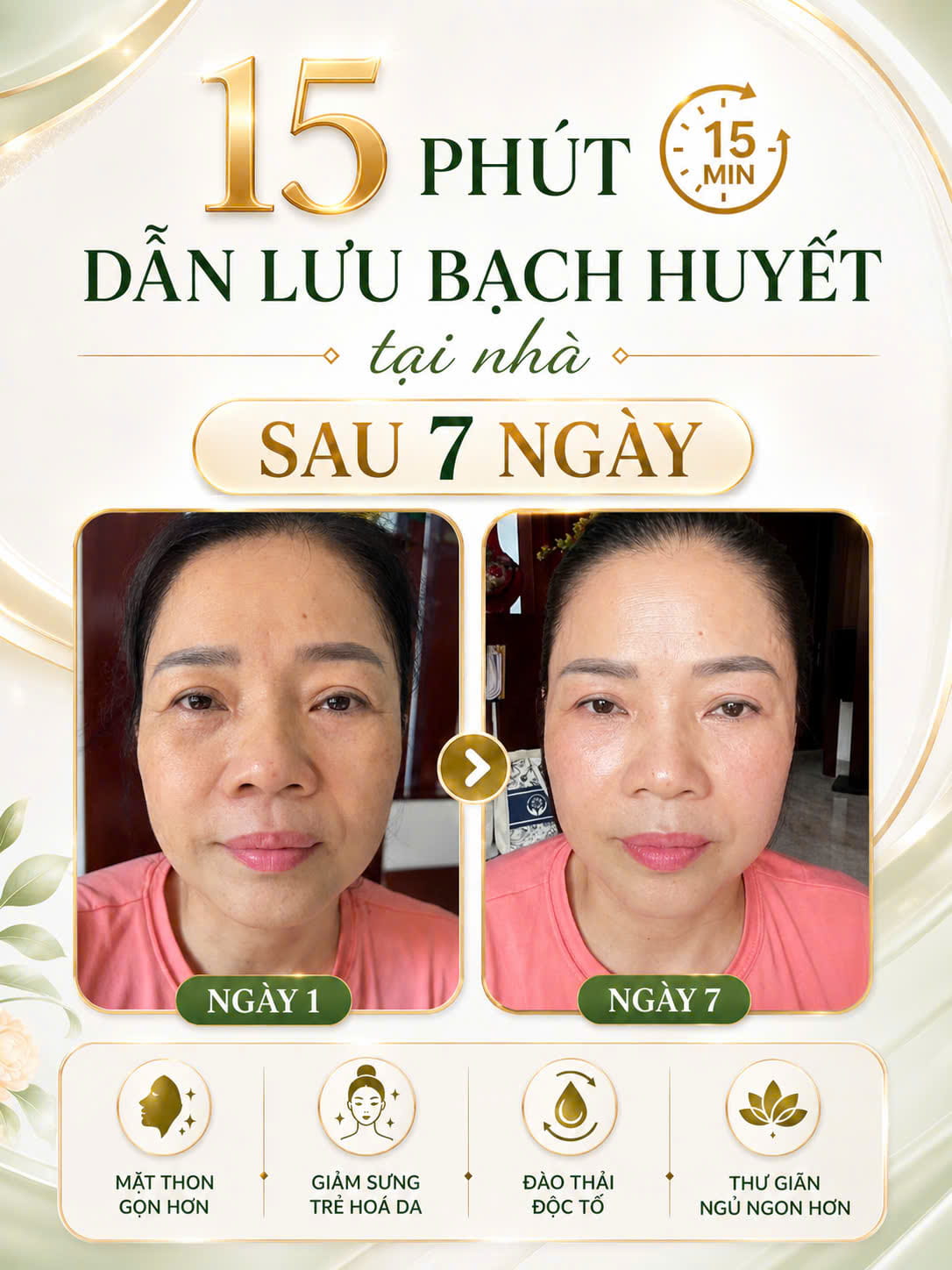 Học viên dẫn lưu đầu - mặt - cổ - mặt thon gọn, trẻ hoá làn da sau 7 ngày